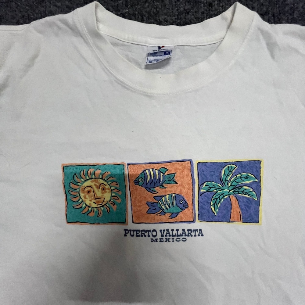 Yazbek T-Shirt Mens XL White Puerto Vallarta Mexico Graphic Souvenir
